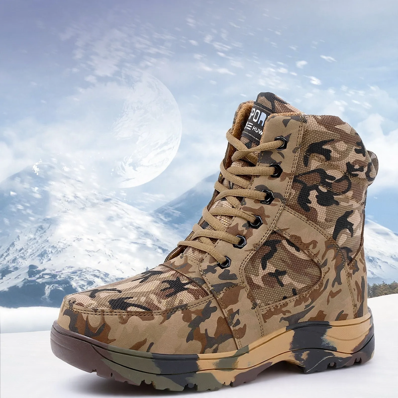 Fleece-lined men's winter boots made of lambskin