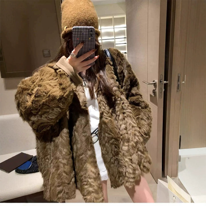 Cozy cape coat with bat sleeves