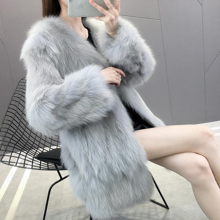 Women's winter coat, faux fur, medium length