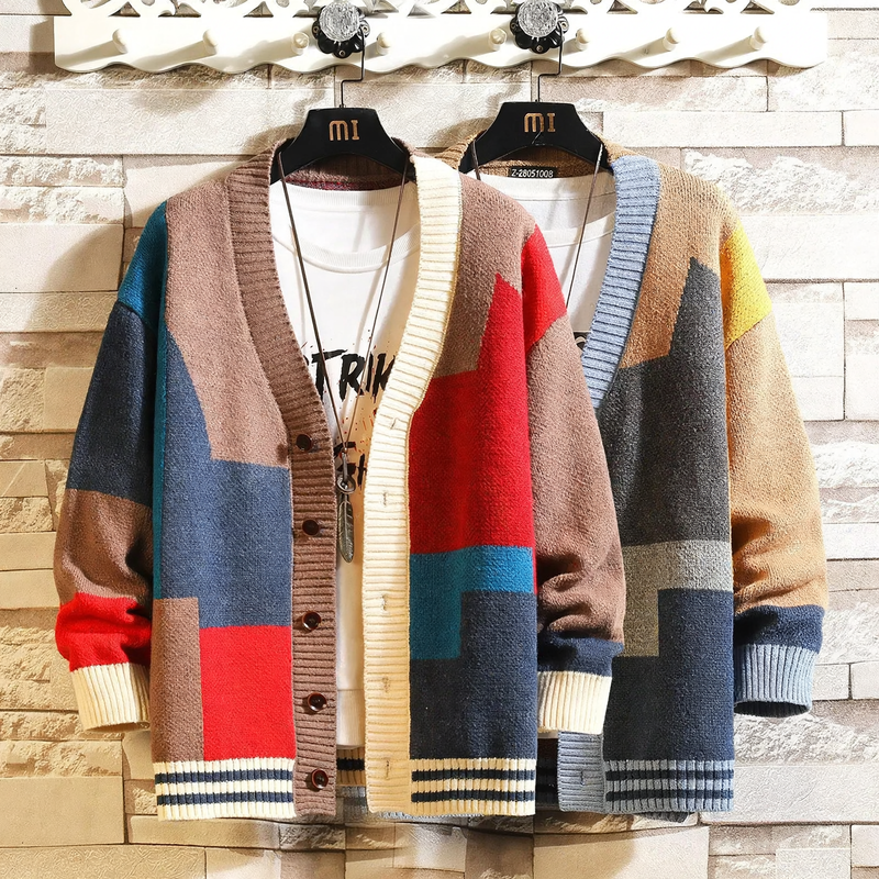 V-neck cardigan for men, loose fit