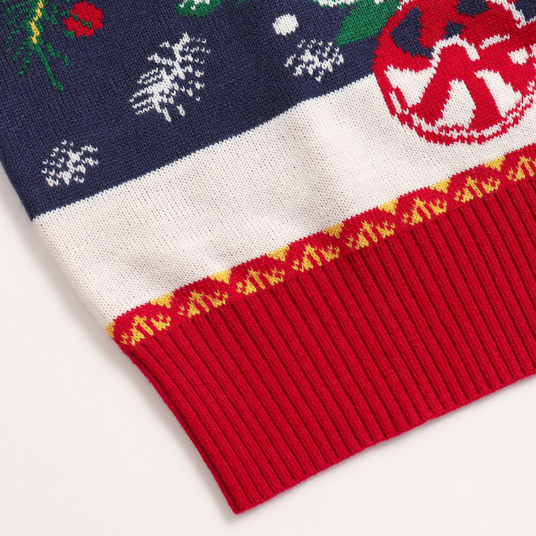 Unisex Christmas sweater with reindeer and tree jacquard