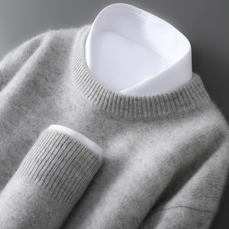Men's wool sweater, half-high collar, knitted, loose