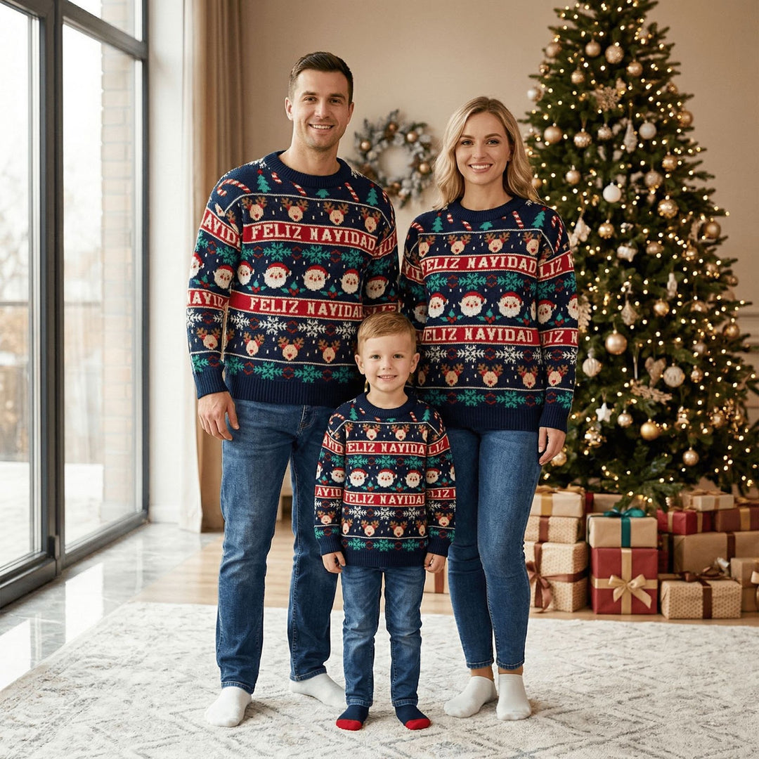 Christmas knit sweater, round neck, for the whole family