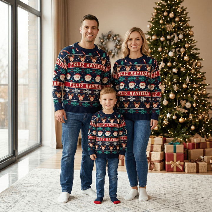 Christmas knit sweater, round neck, for the whole family
