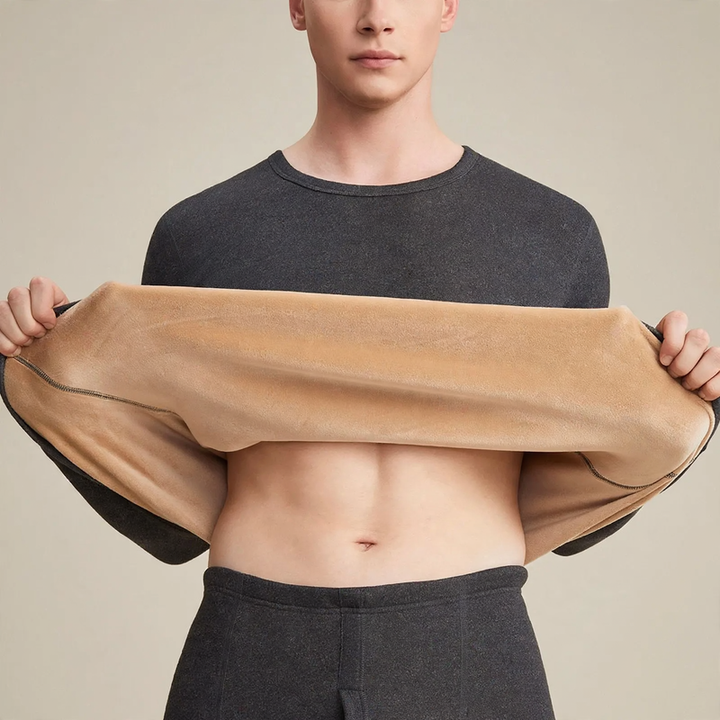 Thermal underwear set with camel hair content, lined
