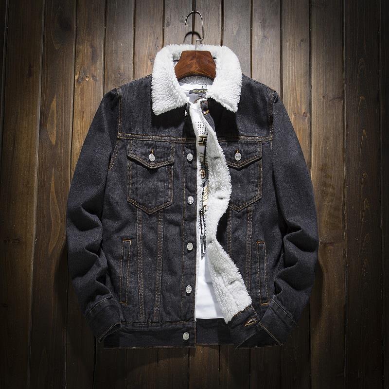 Men's denim jacket with lamb fleece lining