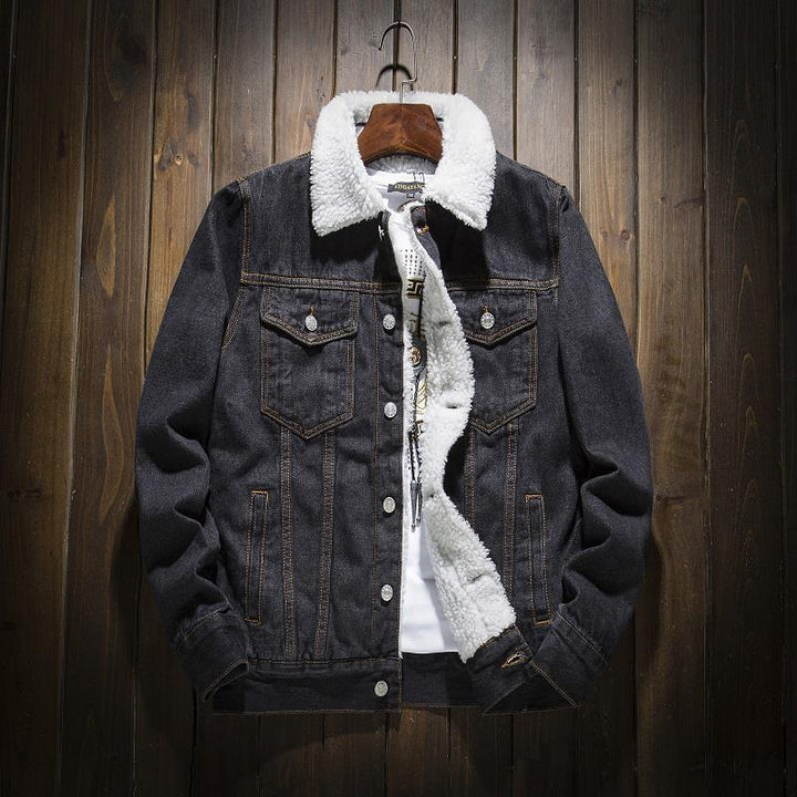 Men's denim jacket with lamb fleece lining