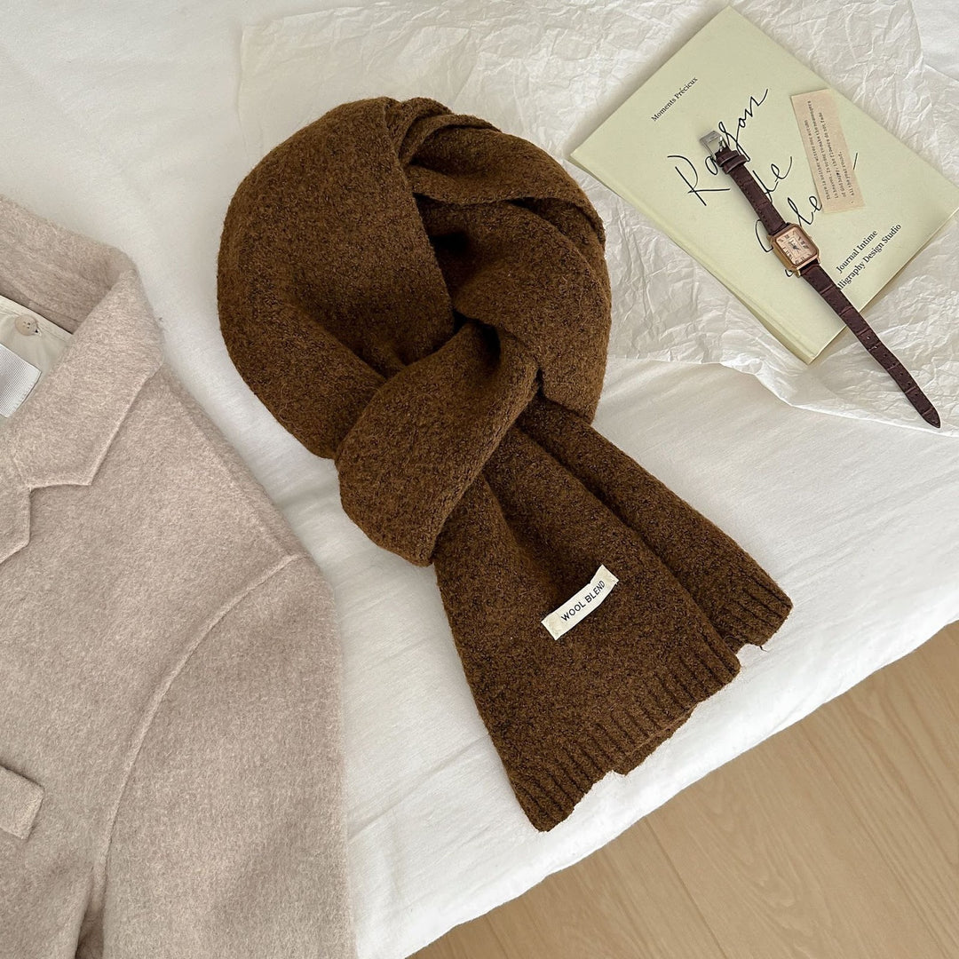 Knitted wool blend scarf, 160x20 cm