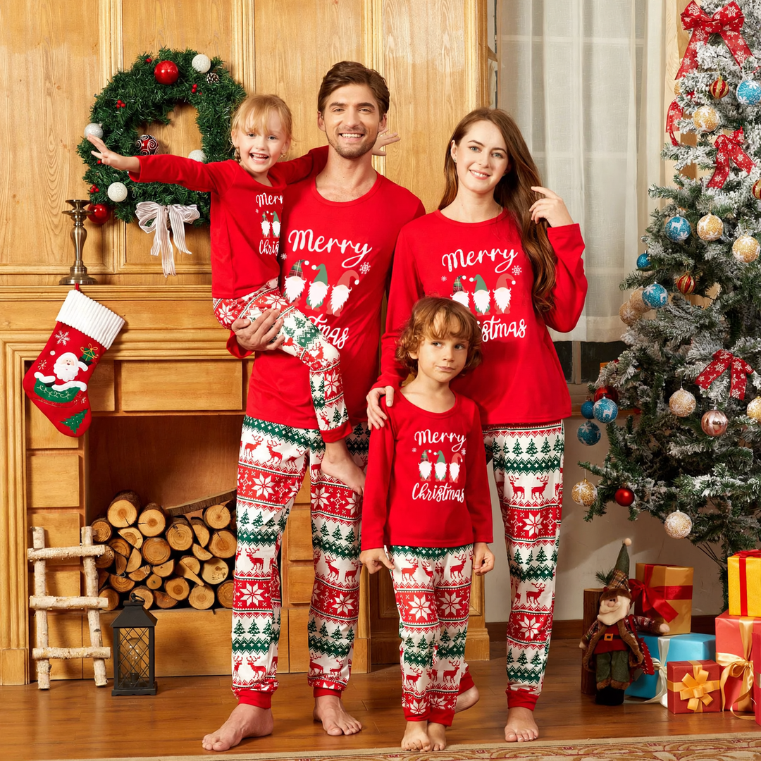 Christmas Family Pajamas with Reindeer Motif