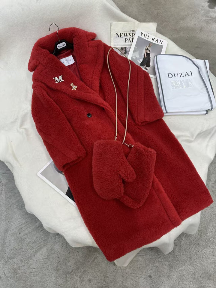 Loose Teddy coat, long, Winter, women's