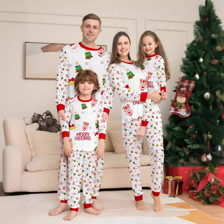Christmas pajama set for families with Christmas tree motif