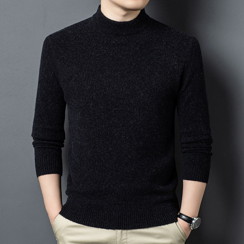Men's sweater made of pure wool with stand-up collar