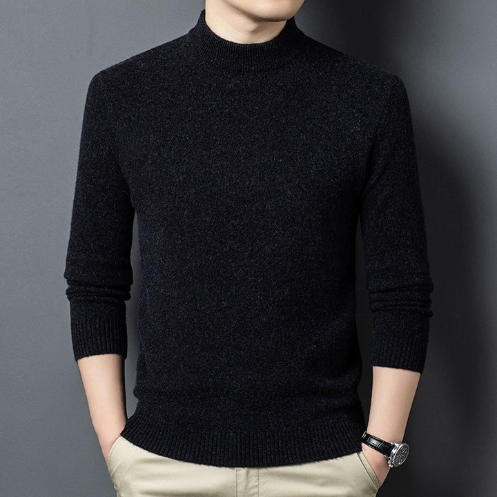 Men's sweater made of pure wool with stand-up collar