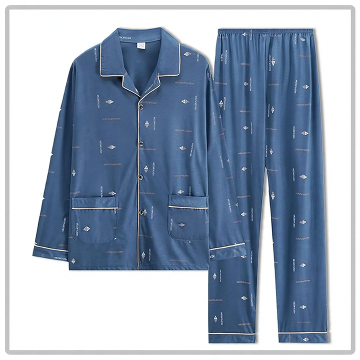 Men's cotton pajama set, long-sleeved, comfortable