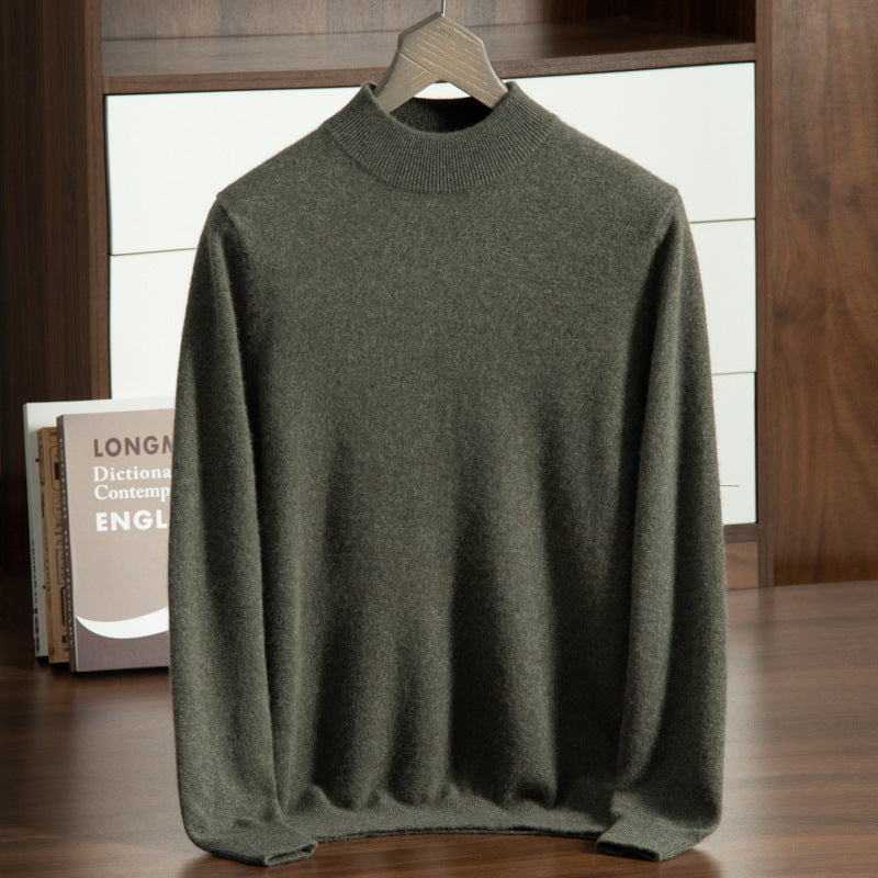 Men's Cashmere Sweater, Stand-Up Collar, Business Casual