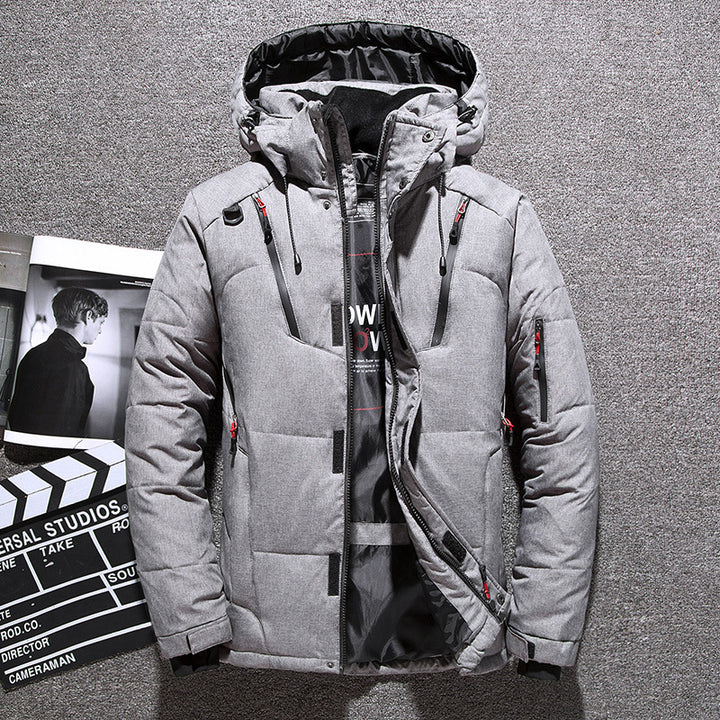 Warm men's down jacket, tailored