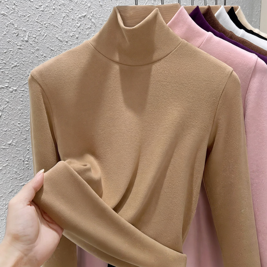 Women's Long Sleeve Undershirt with Stand-Up Collar