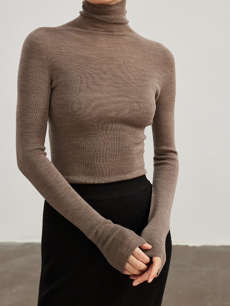 Women’s turtleneck sweater, 100% wool, seamless
