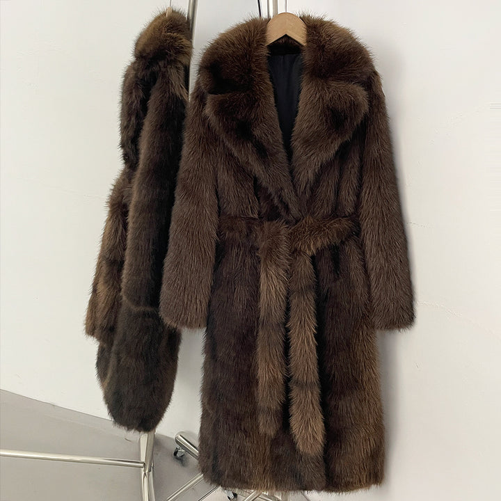 Long women's faux fur coat, lined