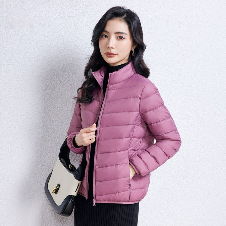Light down jacket with hood for women