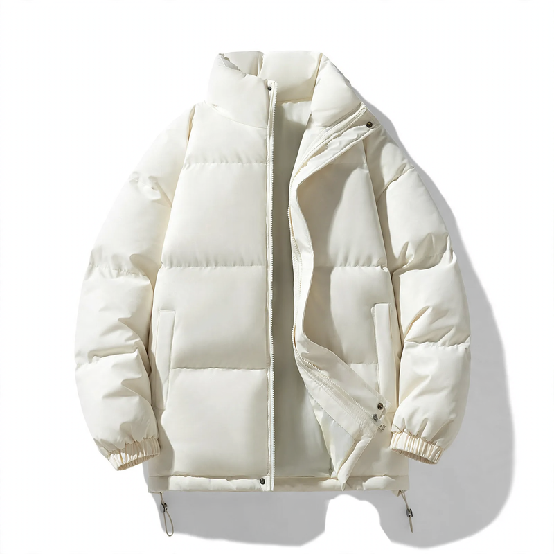 Unisex quilted jacket, stand-up collar, padded, solid color
