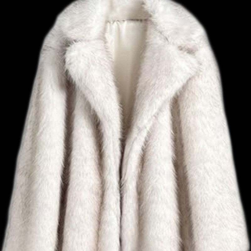 Long faux fur coat in fox fur look