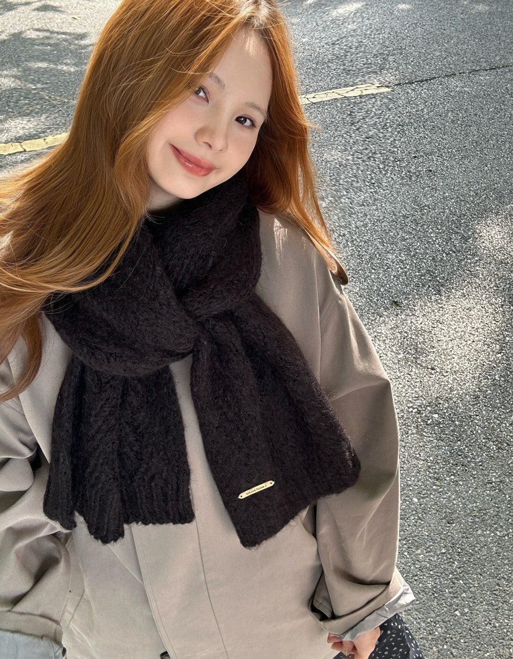 Knitted scarf made of alpaca wool