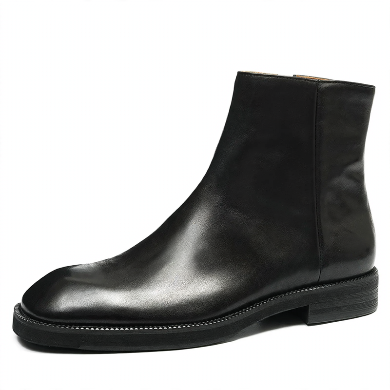 Men's Chelsea boots, cowhide leather, non-slip rubber sole