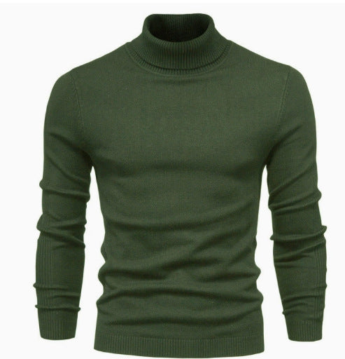 Men's turtleneck sweater, solid color, casual