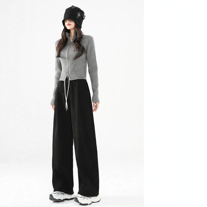 Ladies cord pants, insulated, wide fit