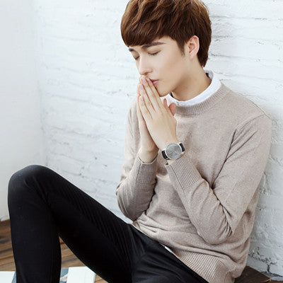 Men's knitted sweater with V-neck