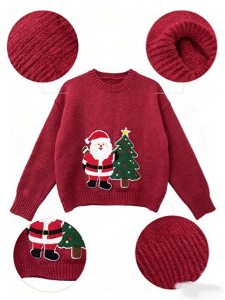 Christmas knitted sweater with jacquard pattern