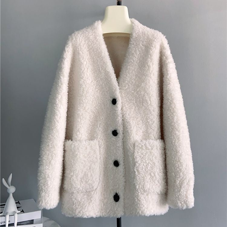 Women's faux sheepskin coat, lined