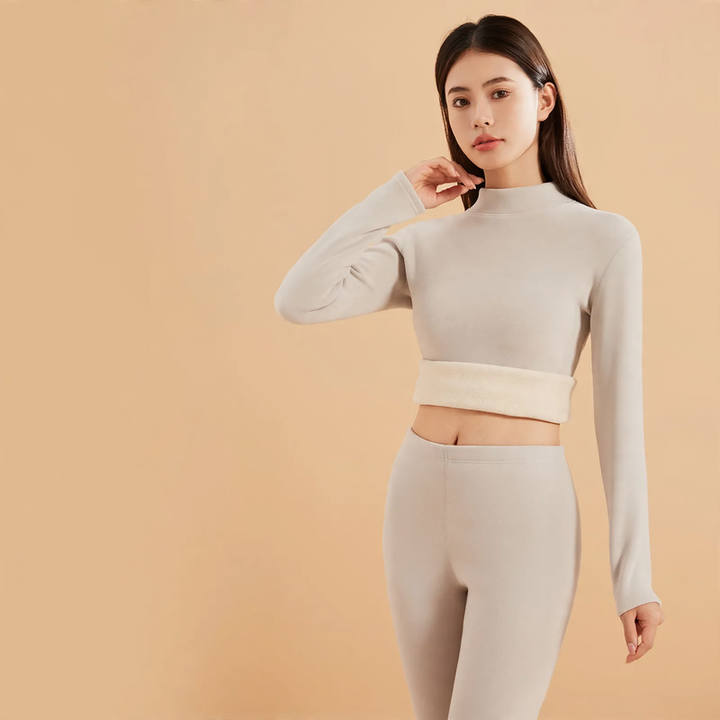 Women's Thermal Underwear Set with Stand-Up Collar