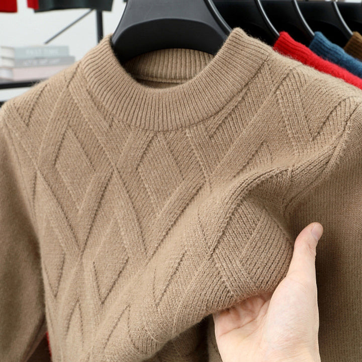 Men's wool sweater, stand-up collar, warm, plus sizes