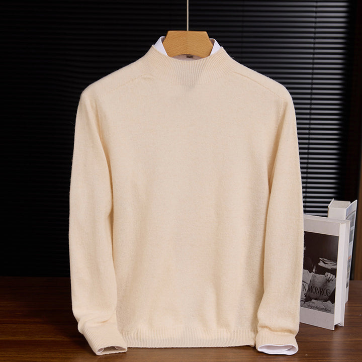 Men's wool sweater, stand-up collar
