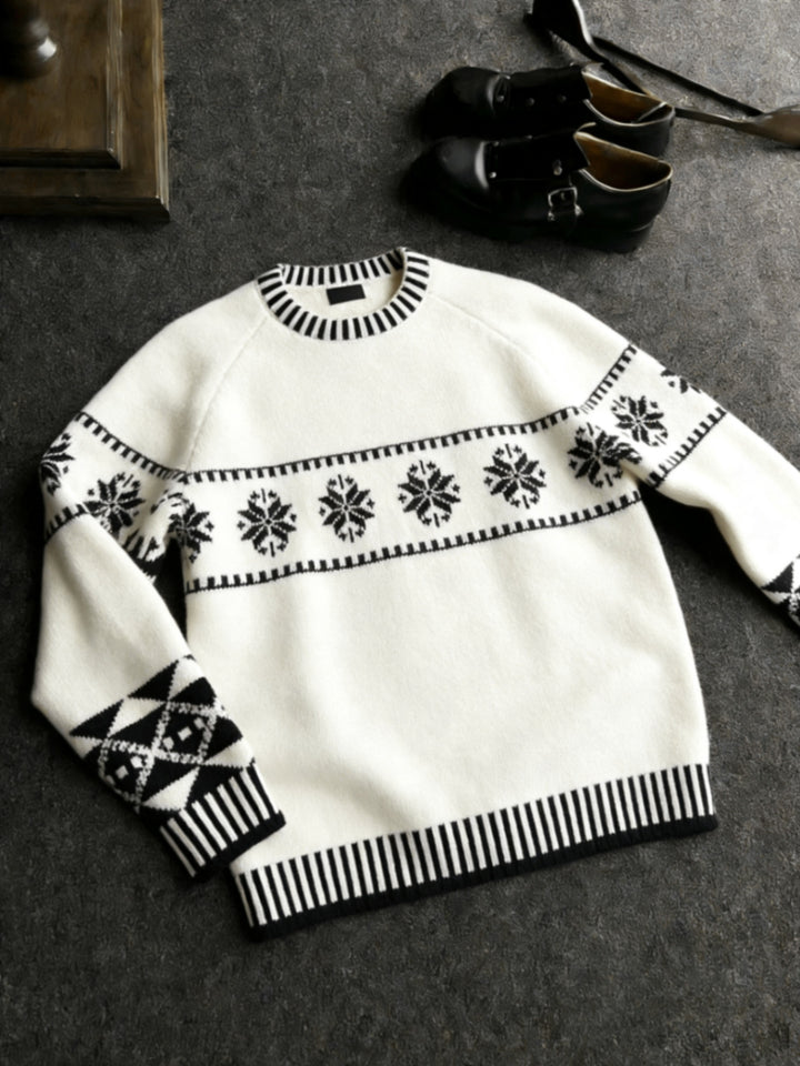 Nordic knit sweater with jacquard pattern