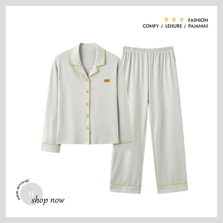 Men's pajamas made of pure cotton, long-sleeved