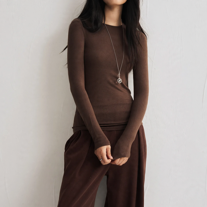 Women's Long Sleeve Under Shirt, Modal, Round Neck