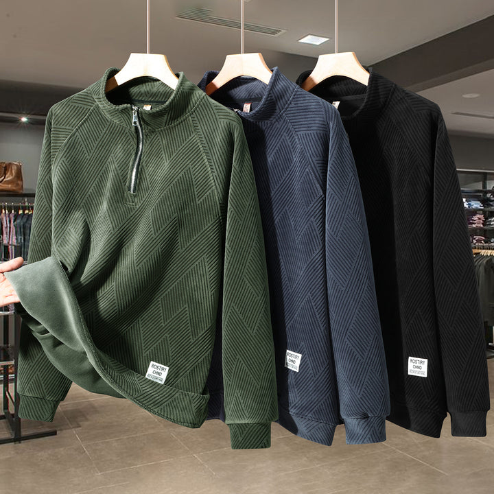 Padded men's sweater with zipper, plus size