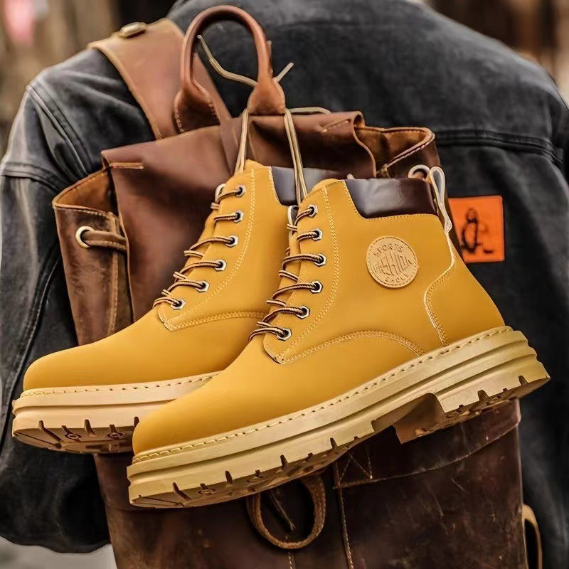 Robust unisex work-style boots, PU leather