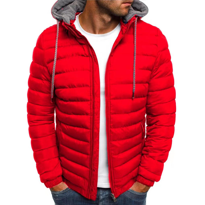 Padded men's winter jacket with hood