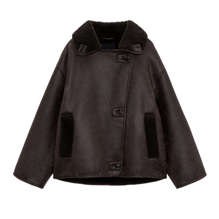 Vintage-Reversible Jacket with Lamb Fleece Look