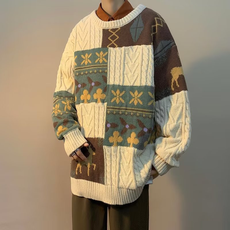Thick knit sweater in retro style