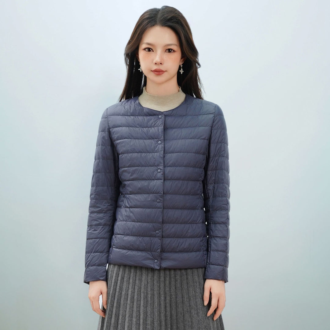Light women's down jacket, simple design