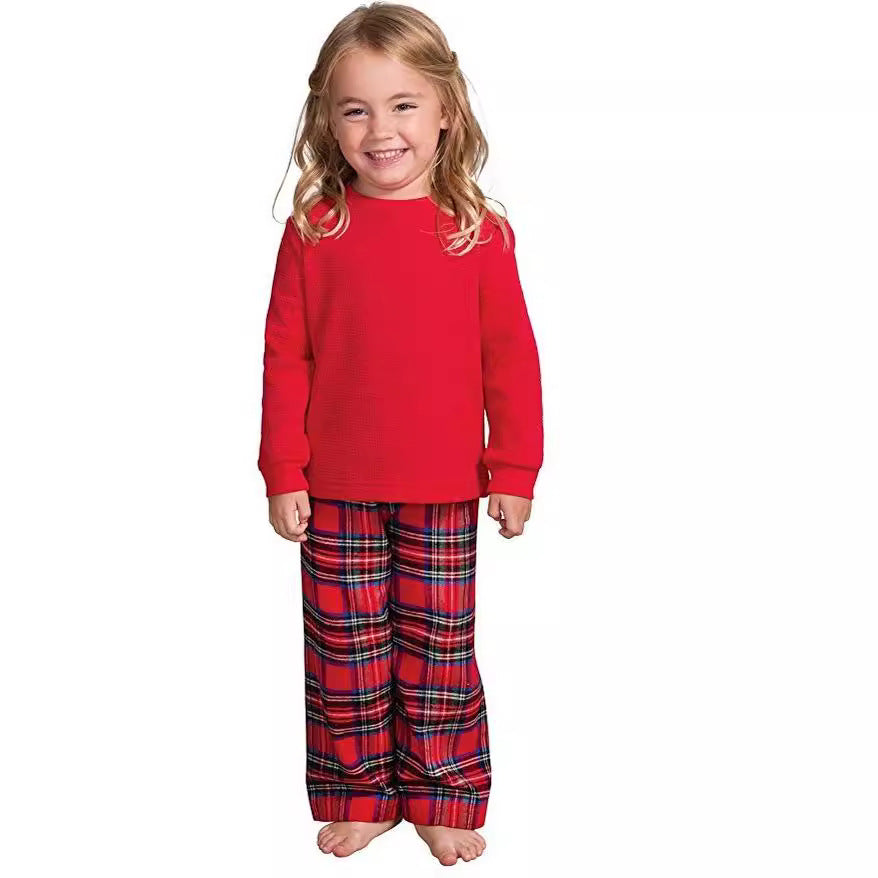 Christmas pajama set with reindeer motif and check pattern
