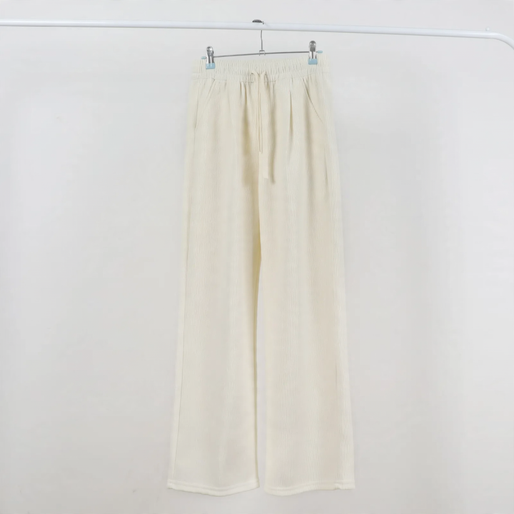 Casual cord pants with drawstring
