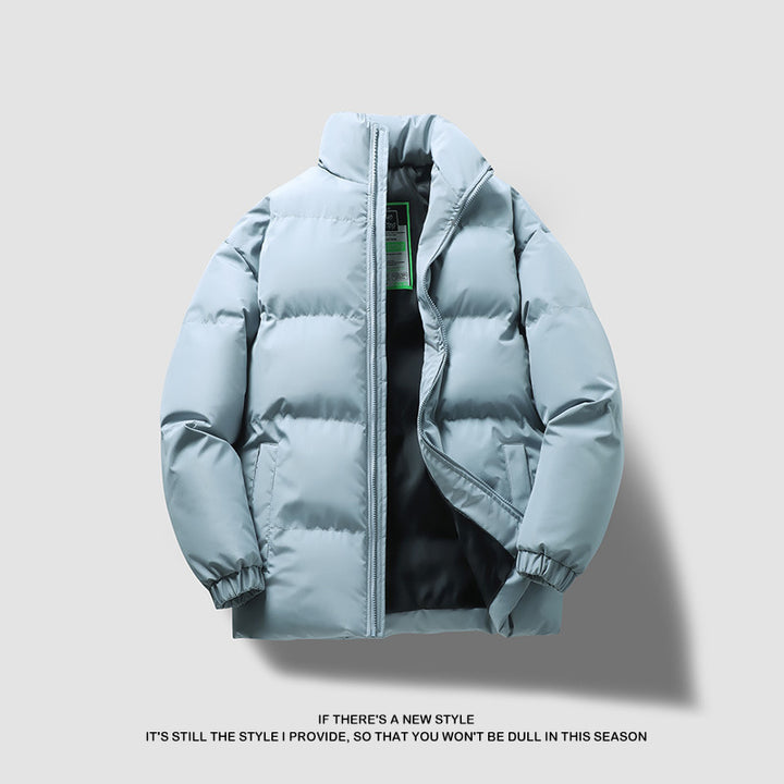 Padded men's sports jacket with stand-up collar