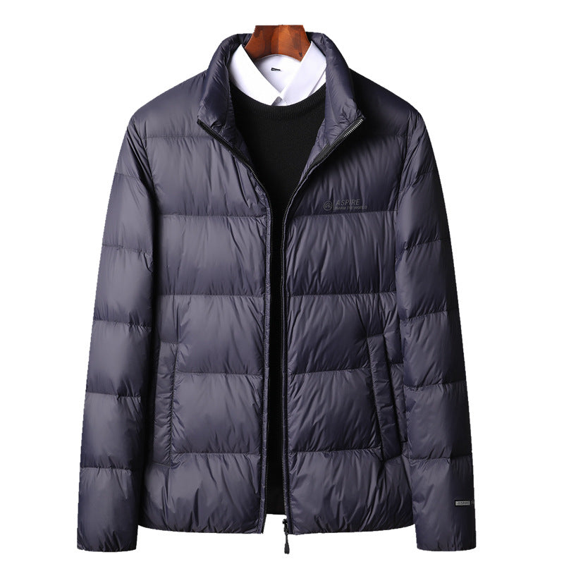 Warm men's down jacket, simple design