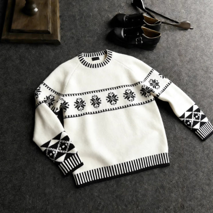 Nordic knit sweater with jacquard pattern